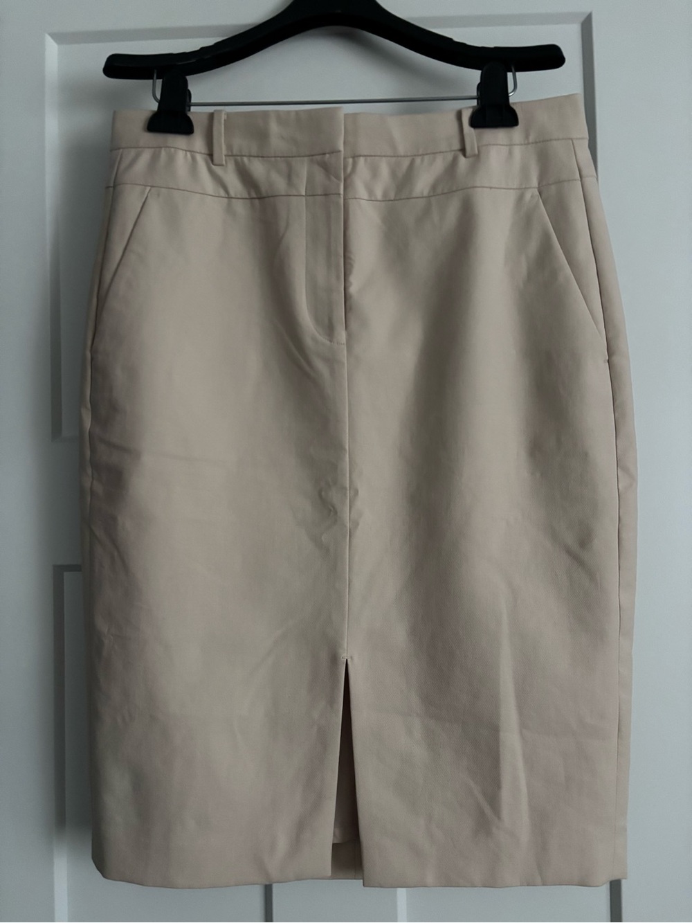 Ann Taylor Cream Pencil Skirt with Front Slit